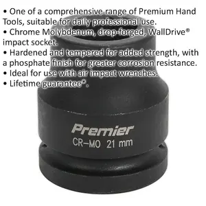 Durable 21mm Forged Impact Socket - 3/4 Inch Drive for Air Wrenches