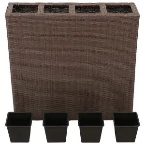 Berkfield Garden Raised Bed with 4 Pots 2 pcs Poly Rattan Brown(2x41085)