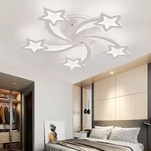 5 Head Childlike Shooting Stars LED Energy Efficient Flush Mount Ceiling Light Fixture for Cartoon Decor Cool White