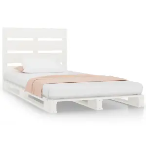 Berkfield Bed Frame White 100x200 cm Solid Wood Pine