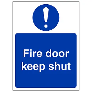 Fire Door Keep Shut Mandatory Safety Sign - Adhesive Vinyl - 100x150mm (x3)