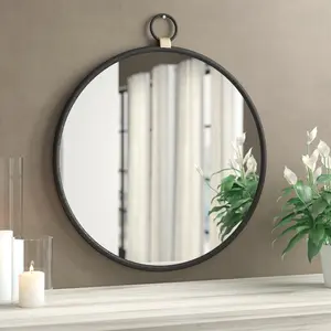 Aahil Metal Flat Wall Mirror Black