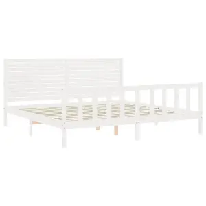 Berkfield Bed Frame with Headboard White 200x200 cm Solid Wood