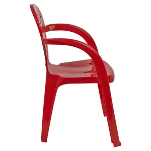 URBNLIVING 50cm Height Red Coloured Stackable Plastic Chairs for Kids Party Play