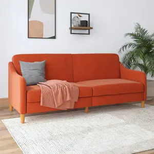 Jasper coil 3-seater Sofa Bed in orange fabric