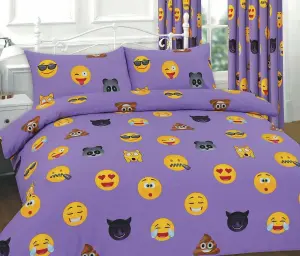 Duvet Cover Set Ikon Emoji Reversible Kids Printed Quilt Cover Bedding Set