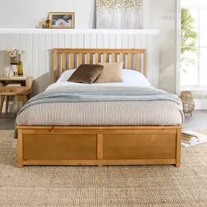 Wooden Ottoman Storage Bed in Natural, size Superking