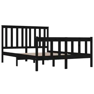 Berkfield Bed Frame Black Solid Wood Pine 140x190 cm