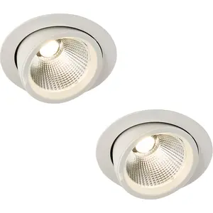 2 PACK Fully Adjustable Ceiling Downlight - 36W Warm White LED - Matt White