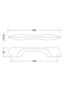 Furniture Handle D Shape Handle, 183mm (160mm Centres) - Chrome