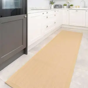 Natural Jute Beige Cotton Border Runner Rug 70x240cm