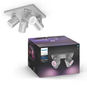 Philips Hue Argenta White and Colour Ambiance Quadruple Spotlight Aluminium