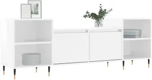 TV Cabinet Unit - Modern Engineered Wood Media Stand with Ample Storage - High Gloss White - Suitable for Living Room or Bedroom