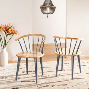 Baek Solid Wood Dining Chair (Set of 2) Natural/Grey