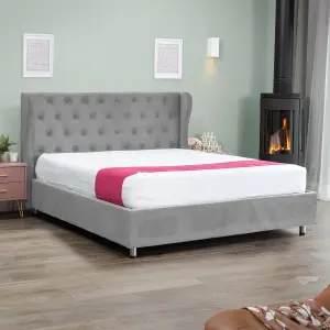 Selby 135cm Velvet Ottoman Bed Frame - Dark Grey