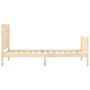 Berkfield Bed Frame with Headboard Small Single Solid Wood