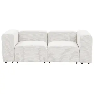 2 Seater Modular Corduroy Sofa White FALSTERBO