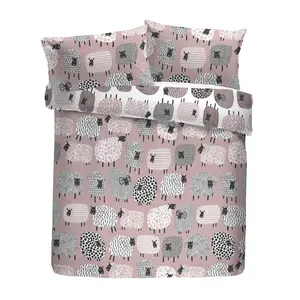 Dotty Sheep 130 TC Reversible Modern & Contemporary Duvet Cover Set Duck Egg / Double - 2 Standard Pillowcases