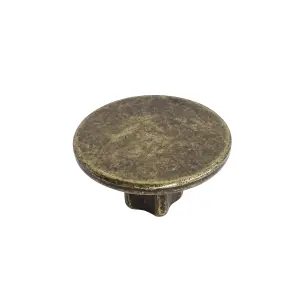 DecorAndDecor - VESTA Antique Brass Round Cabinet Knob Drawer Cupboard Kitchen Pull Handles - Pair