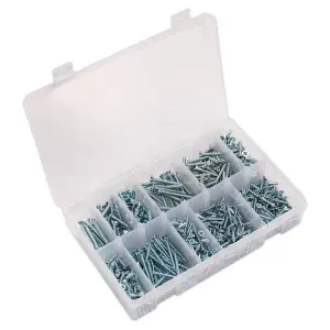 Sealey Self Tapping Screw Assorted 600 Pieces Countersunk Pozi Zinc DIN 7982