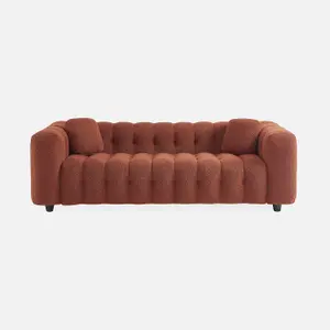 sweeek. 3-seater sofa upholstered in textured boucle fabric Leon Terracotta 229x99x71 cm