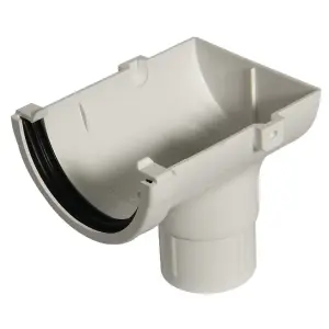 FloPlast Miniflo White Half round Stop end Gutter outlet, (L)150mm (Dia)76mm