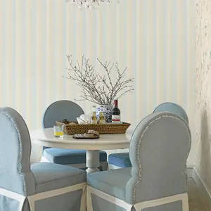 Galerie Palazzo Blue Silk Stripe Embossed Wallpaper