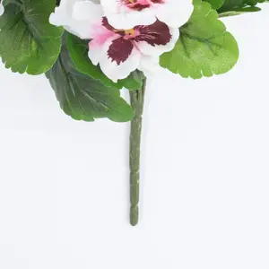 Blooming Artificial - 28cm / 1ft White / Pink Fake Pansy Bush Multi-Pack