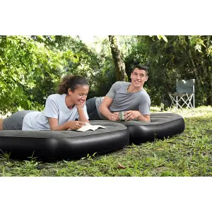 3-in-1 Inflatable Airbed Black and Grey 188x99x25 cm