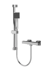 Square Bar Valve and Slide Rail Shower Kit - Chrome - Balterley