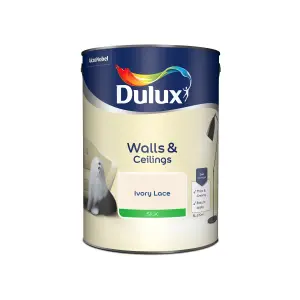 Dulux Walls & ceilings Ivory lace Silk Emulsion paint, 5L