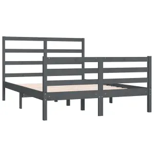 Berkfield Bed Frame Grey Solid Wood Pine 135x190 cm 4FT6 Double