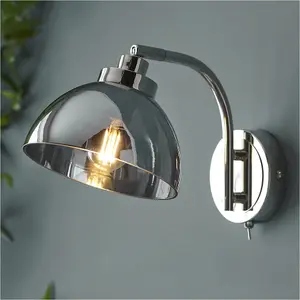 Ceiling Pendant Lamp & 2x Matching Wall Lights - Bright Nickel Mirrored Glass Dome Shade