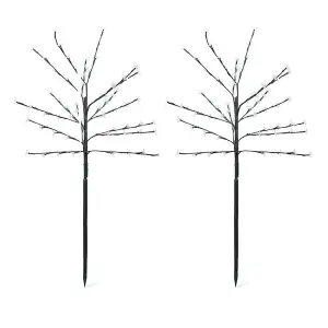 ValueLights Pack of 2 - Solar Powered Cherry Blossom Spike Lights Outdoor Garden Path Stake Light