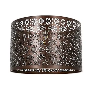 Marrakech Designed Matt Bronze Metal Pendant Light Shade with Floral Decoration