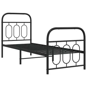 Berkfield Metal Bed Frame without Mattress with Footboard Black 75x190cm