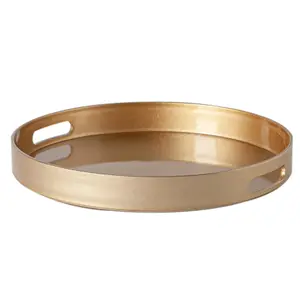 Argon Tableware - Round Serving Trays - 33cm - Gold - Pack of 6