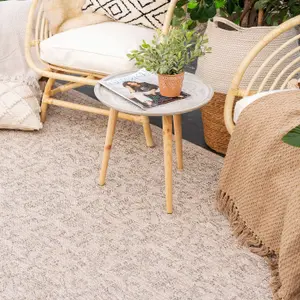 Beige Flatweave Indoor Outdoor Washable Rug 80cm x 150cm