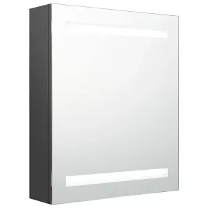 Berkfield LED Bathroom Mirror Cabinet Grey 50x14x60 cm