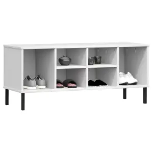 Berkfield Shoe Rack with Metal Legs White 106x35x45 cm Solid Wood OSLO