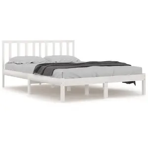 Berkfield Bed Frame White Solid Wood Pine 200x200 cm