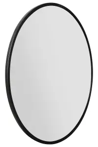 MirrorOutlet The Fenestra Black Edged Circular Modern Wall Mirror 39" 100CM Diameter