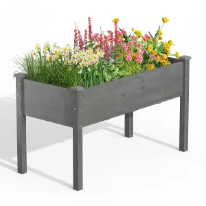 Costway Raised Garden Bed Wooden Herb Growing Planter Vegetable Flower Elevated Plant Container w/ Drainage Holes