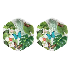 Purely Home Tropical Floral Melamine Side Plates - Set of  2