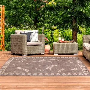 Natural Outdoor Rug, Animal Bordered Stain-Resistant Rug For Patio Decks Garden, Modern Outdoor Area Rug-80cm X 150cm