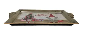 Christmas Gonk Tea Serving Tray Plastic Drinks Lap Snack Tray 40cm x 26cm