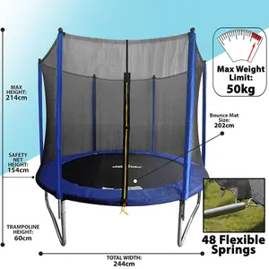 Safe and Fun 8ft Kids Trampoline with Enclosure - 50KG Max Weight Limit