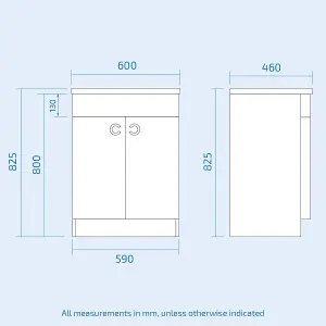 Nes Home 600mm Grey Vanity Basin Cabinet Poly Marble Freestanding Unit