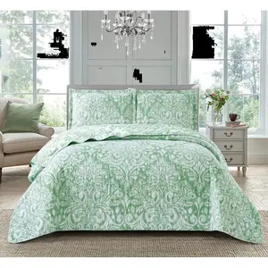 Candon Polyester Bedspread with Pillowcases Green / Double