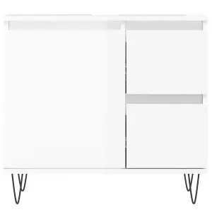 Berkfield Bathroom Cabinet High Gloss White 65x33x60 cm Engineered Wood